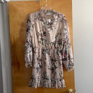 Smocked floral ruffle mini dress